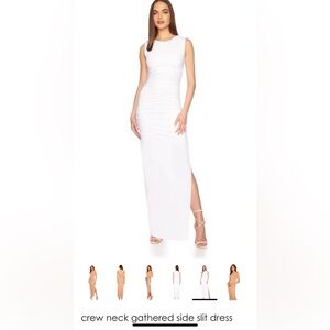 brand new w tags Susana Monaco crew neck gathered side slit dress XS Sugar white